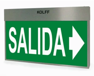 SEÑALETICA SALIDA DOS CARAS EMERGENCIA LED INOXIDABLE SIGLED KOLFF