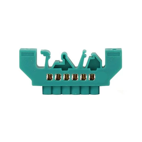 Barra conexion riel din aislada Verde 6x16mm