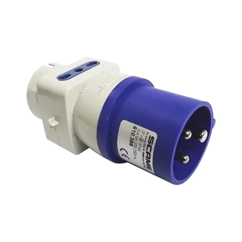 MACHO ADAPTADOR 2P+T 16A IND A 2 ENCH 16AMP Y ENCH SCHUKO - SCAME REF: 610.388