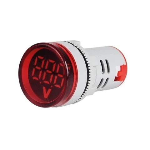 LUZ PILOTO ROJA 22MM CON VOLTIMETRO 60-500 VAC