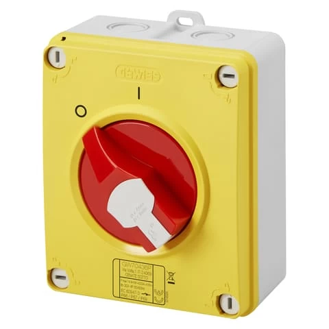 INTERRUPTOR ROTATORIO SOBREPUESTO 3P 32A IP65 M/ROJA GEWISS REF GW70435P