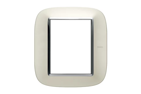 PLACA 3+3 COLOR  PLATA SATINADA MODELO ELIPTICA BTICINO REF HB4826SAN